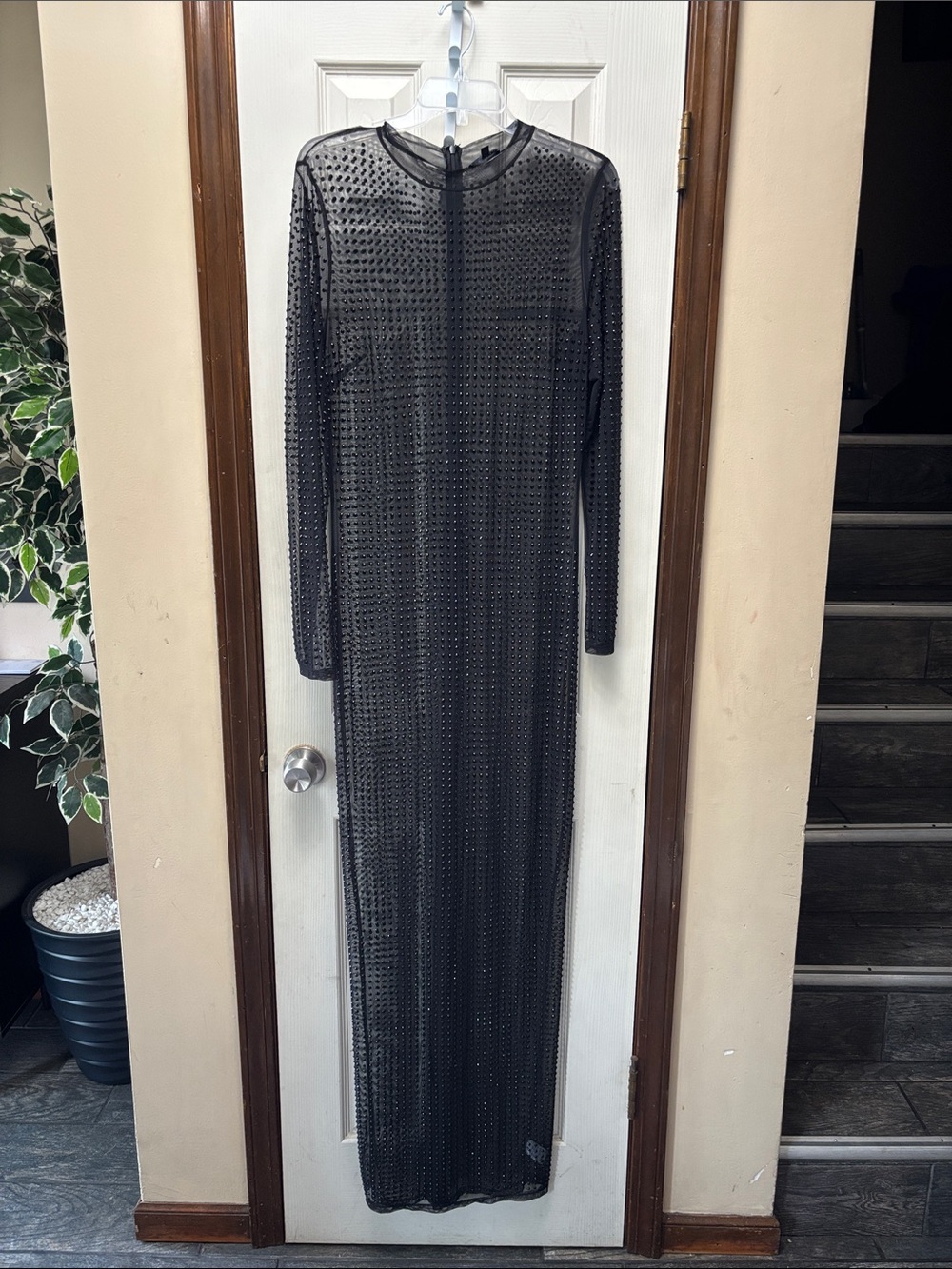 Fashion Nova Black Sheer Long Sleeve Maxi Dress